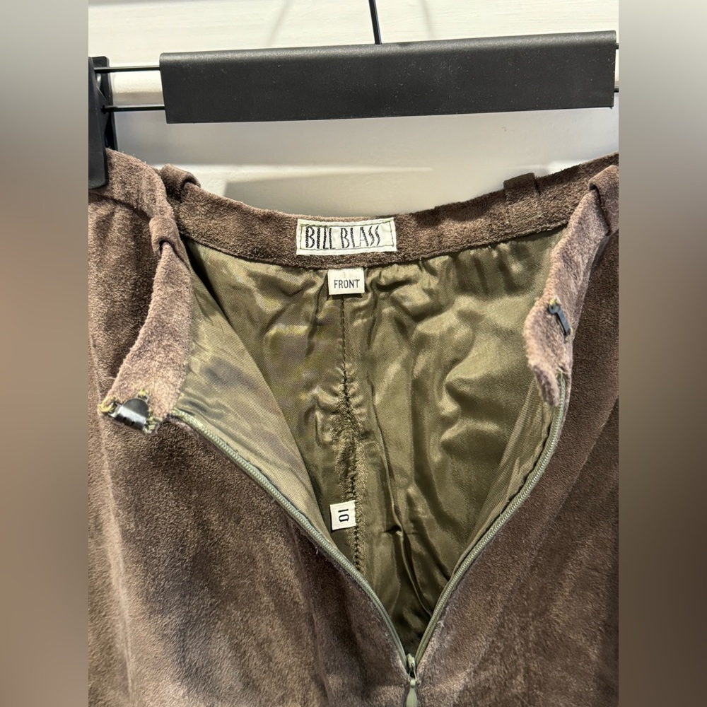 Vintage Bill Blass green brown high waisted suede pants